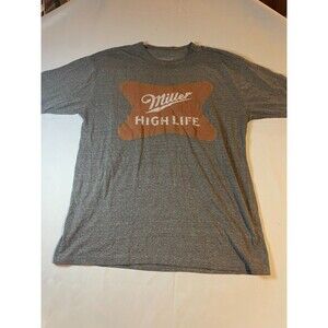 Tee Luv Miller High Life Beer‎ Shirt Men Size 2XLT Gray Short Sleeve Crew Neck